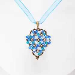Pendant 45cm - Marissa Grapes-Blue Organza - Pendant 45cm - Laiton bronze